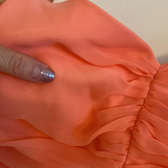 Vintage Peach / Light Orange ABS by Allen Schwartz Jellyfish Hem Dress Size 6 - Picture 13 of 13